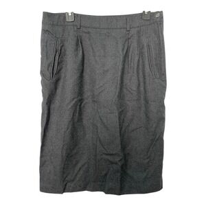 Vint Talbots Womens Size 12 Gray 100% Wool Pleated Pencil Skirt Side Zip Classic